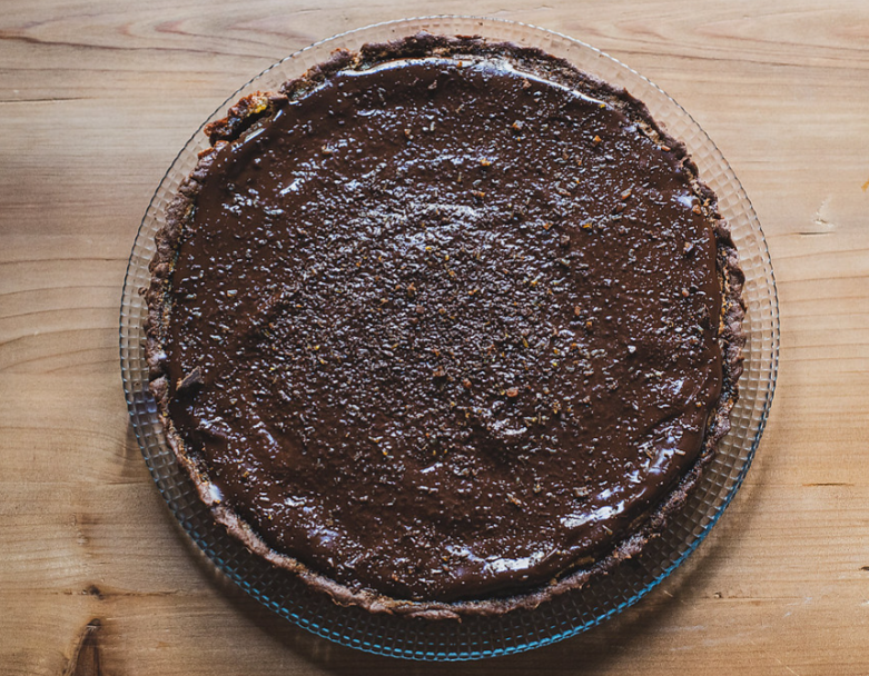 Tarta de calabaza y chocolate con base crujiente