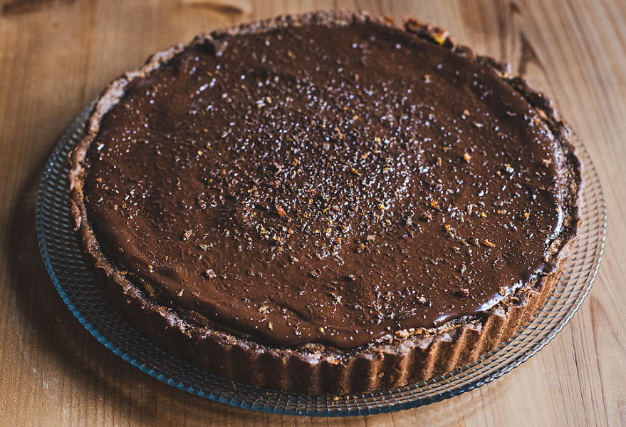 Tarta de calabaza y chocolate con base crujiente