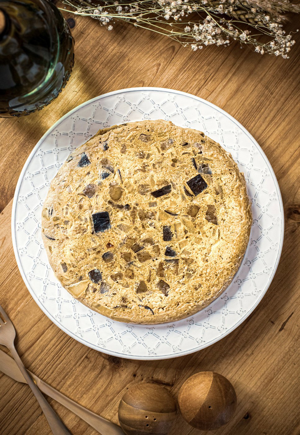 Tortilla de berenjena y cebolla. Una receta fácil paso a aso