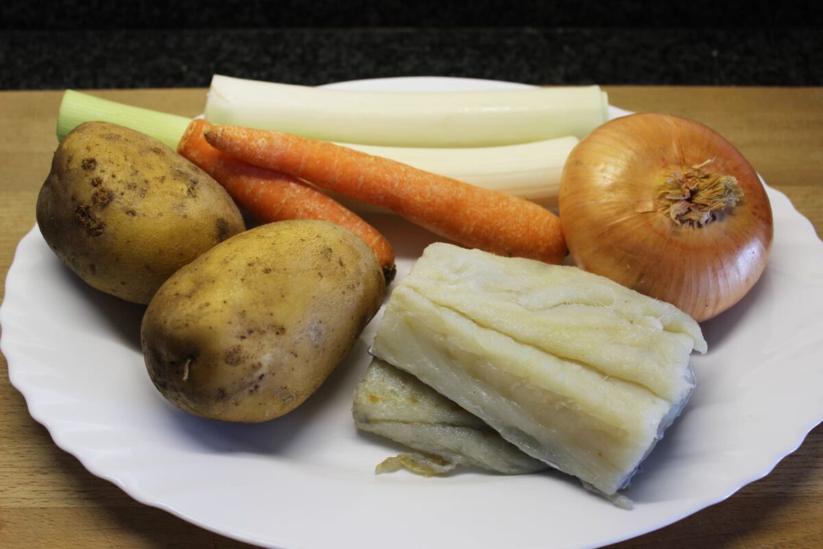 porrusalda con bacalao paso 1