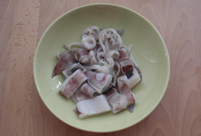 Calamares en su tinta con arroz blanco