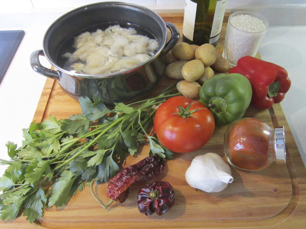 arroz con merluza paso 1
