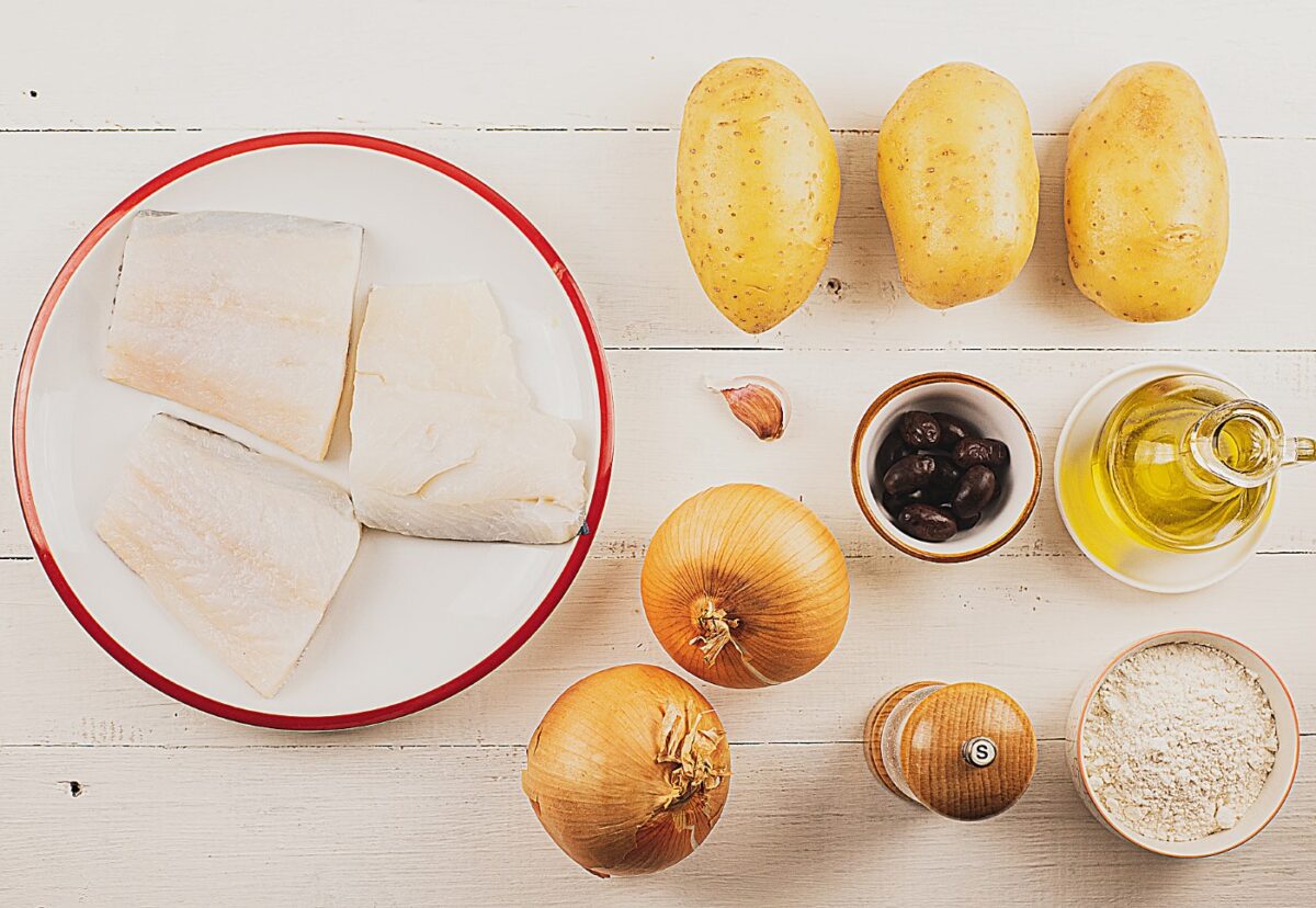 Bacalao a la portuguesa al horno. Receta al estilo Margarida da praça