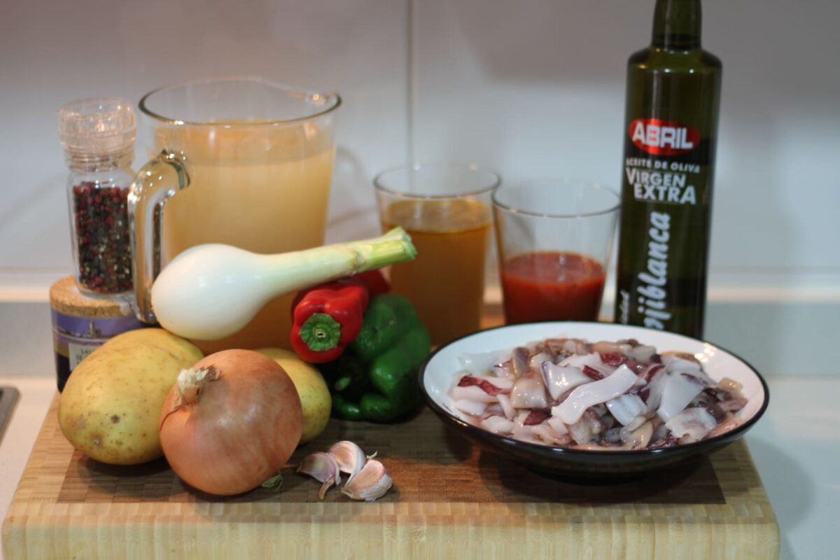 guiso patatas calamares paso 1