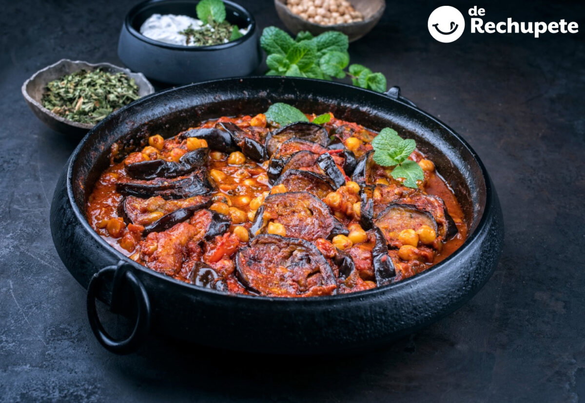 Maghmour, estofado de berenjenas y garbanzos libanés