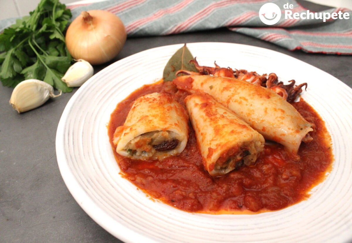 Calamares rellenos a la siciliana. Receta tradicional italiana