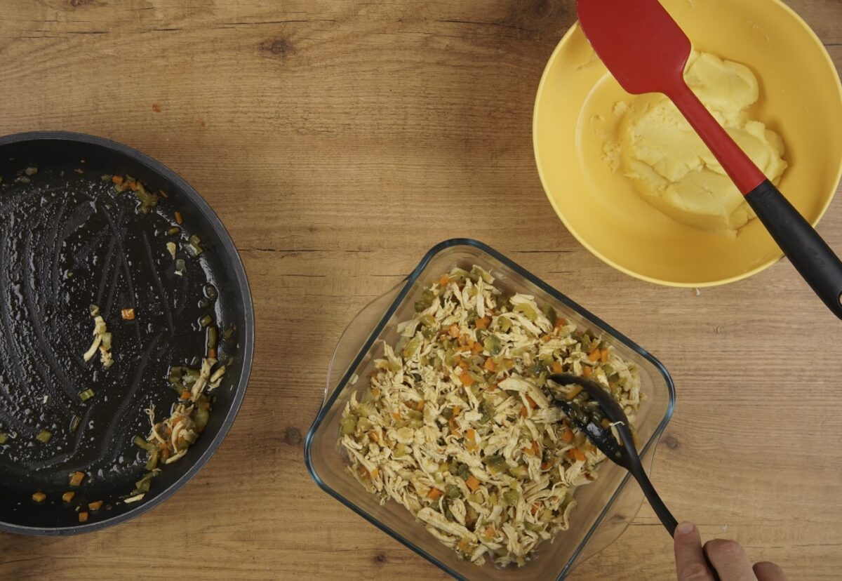 Pastel de patata y pollo. Una receta fácil paso a paso