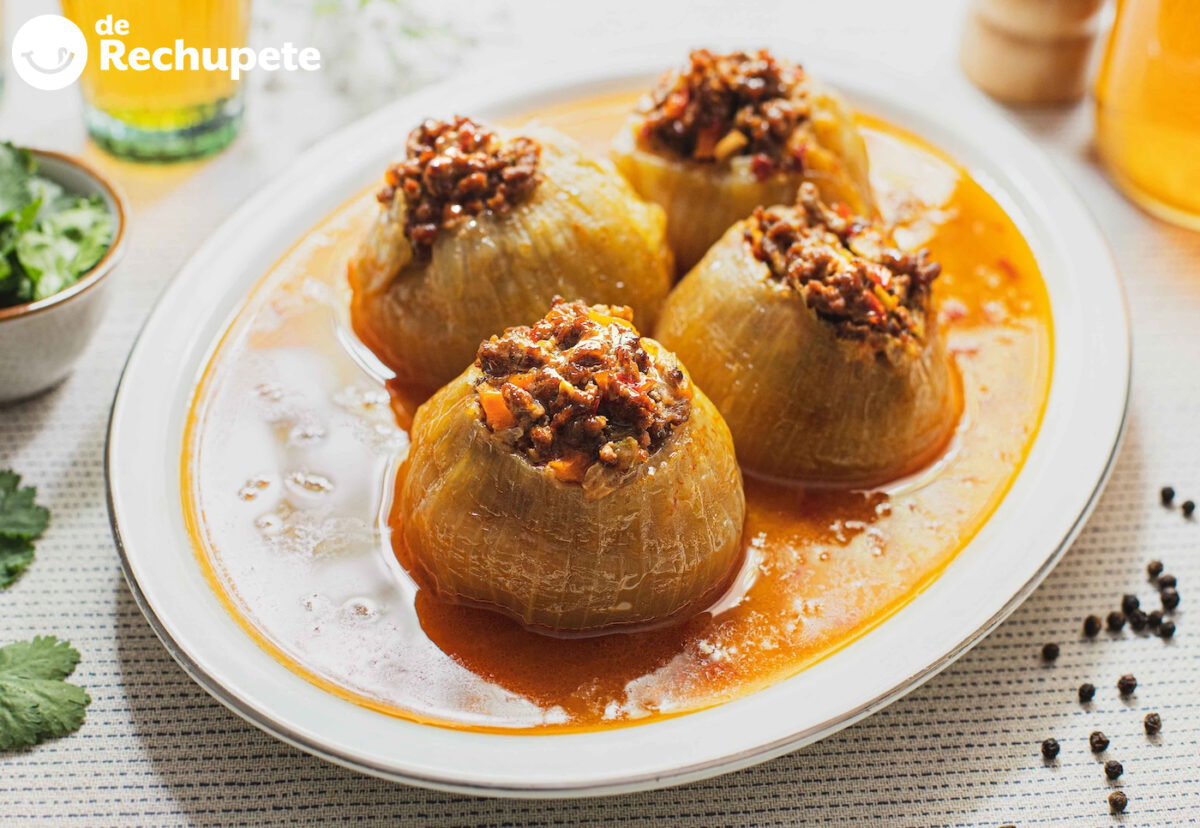 Cebollas rellenas de carne. Un plato típico de Asturias paso a paso