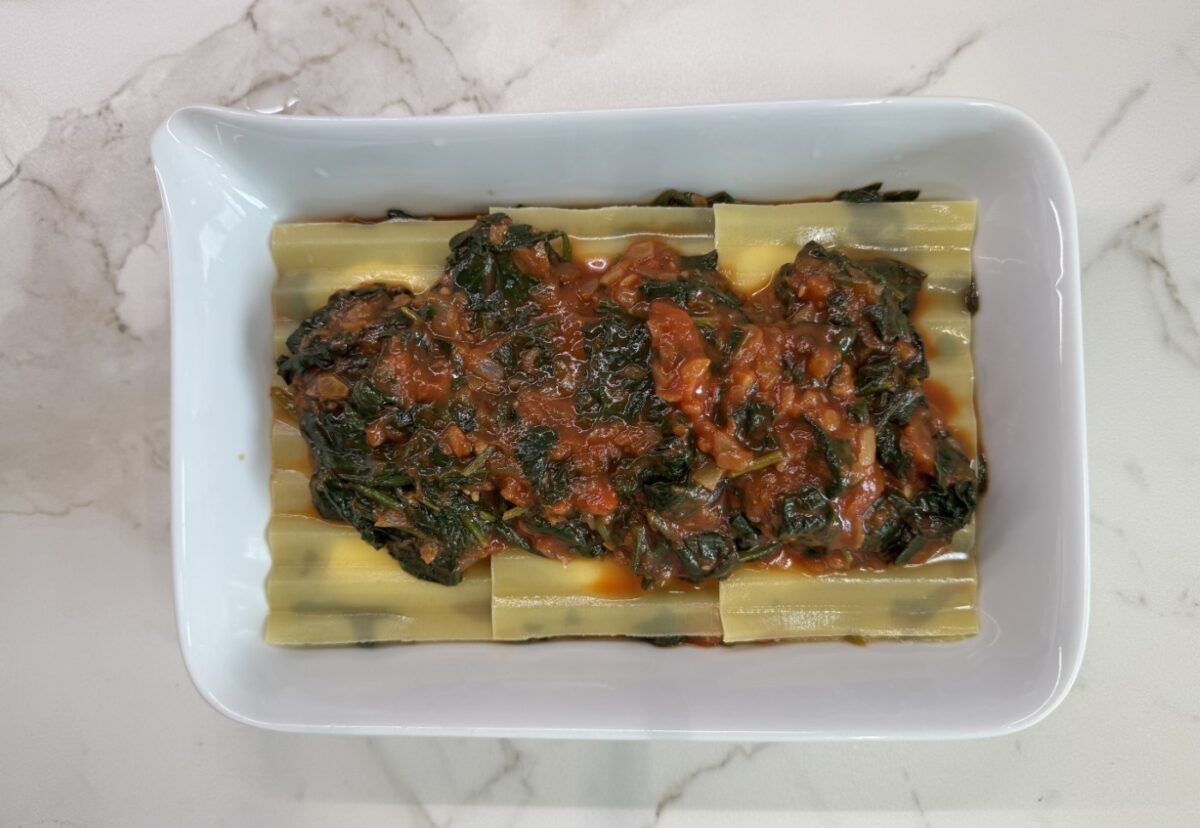 Lasaña de espinacas. Receta fácil, saludable y deliciosa