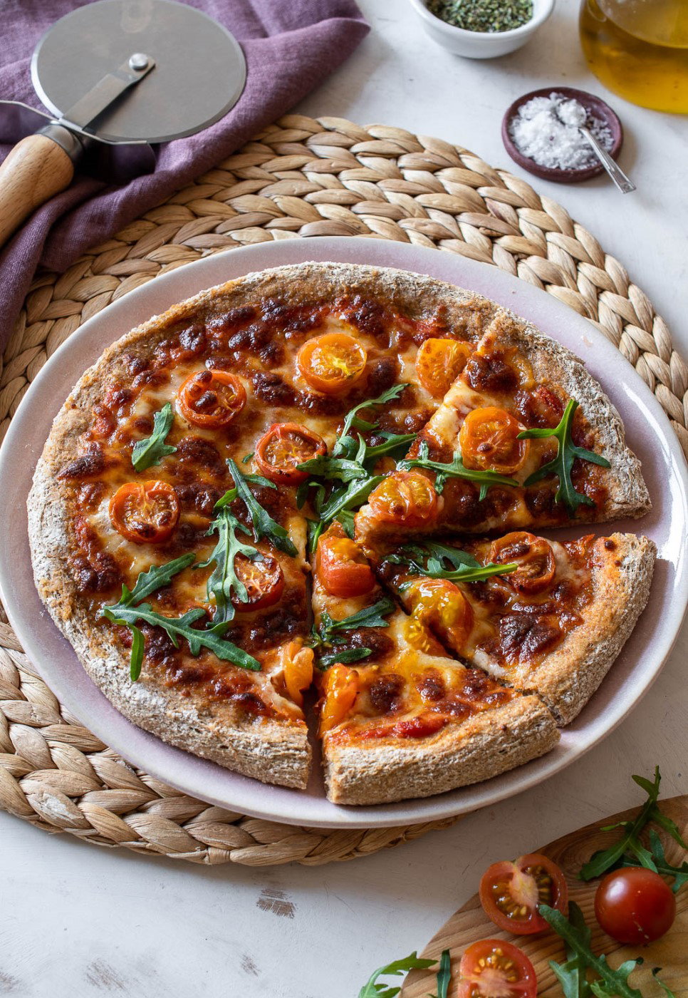 Masa de pizza integral con levadura normal o con masa madre