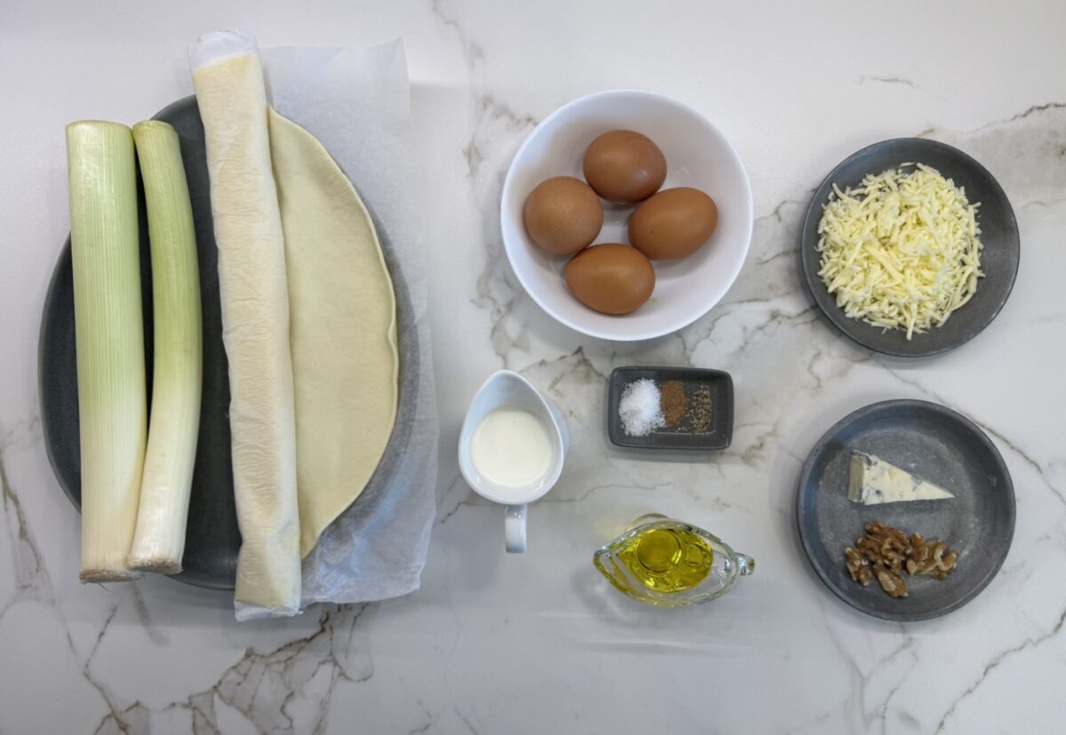 Quiche de queso gorgonzola y puerros