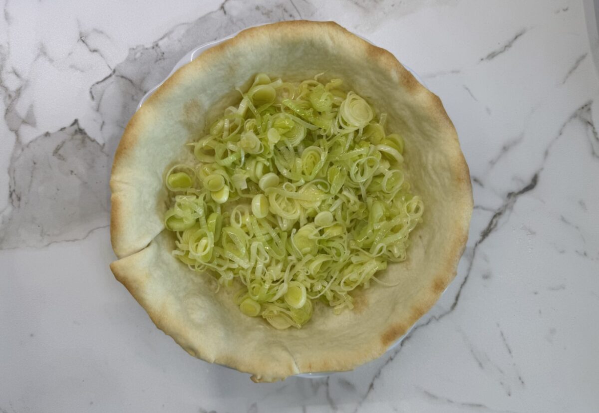 Quiche de queso gorgonzola y puerros
