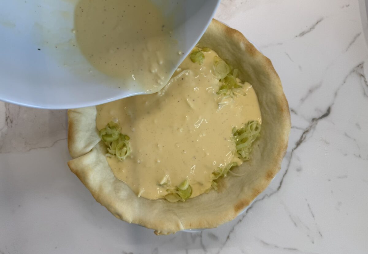 Quiche de queso gorgonzola y puerros