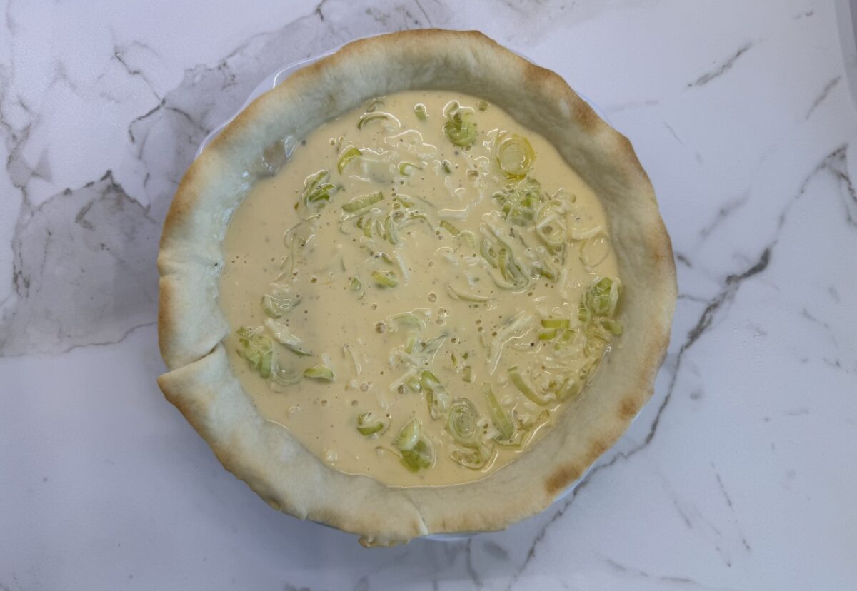 Quiche de queso gorgonzola y puerros
