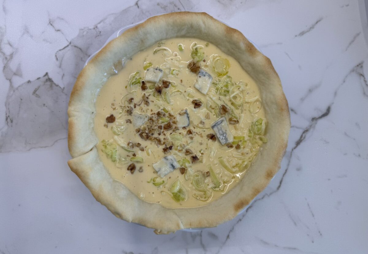 Quiche de queso gorgonzola y puerros