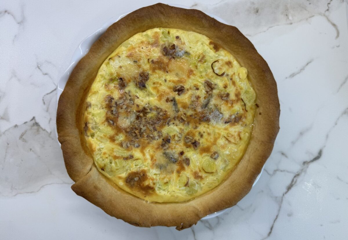 Quiche de queso gorgonzola y puerros