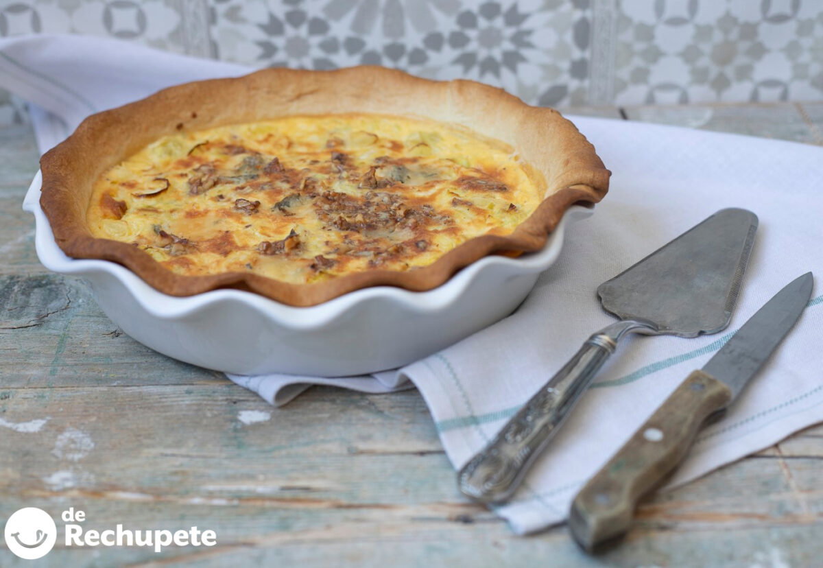 Quiche de queso gorgonzola y puerros