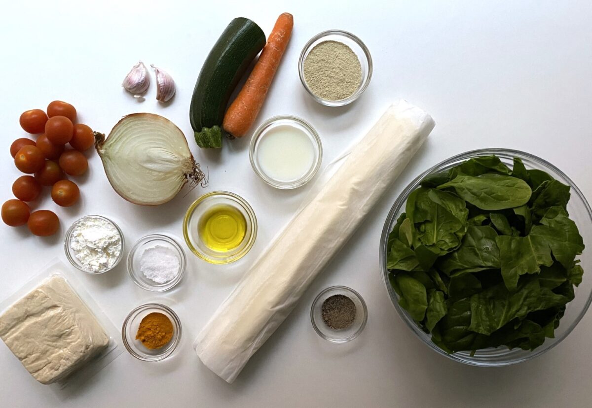 Quiche vegana. Un plato con una gran variedad de verduras