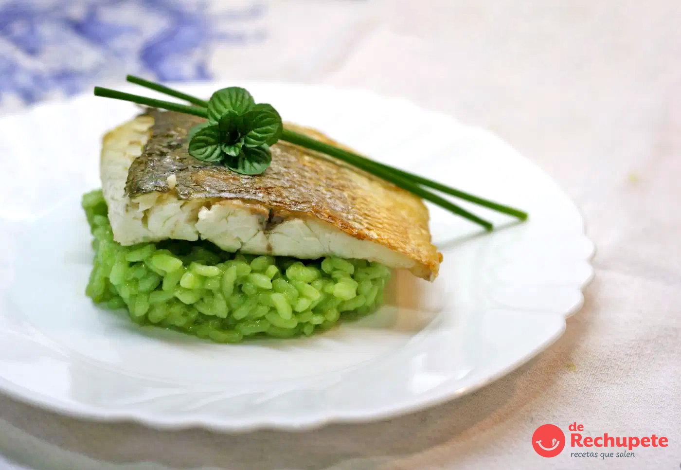 Lubina en papillote con arroz de guisantes
