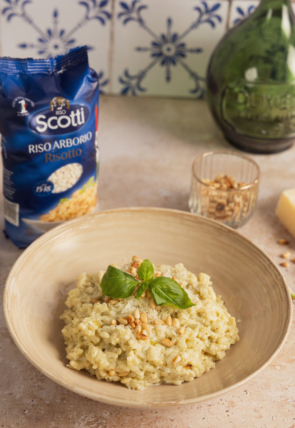 Risotto a la Genovesa. Un delicioso arroz con salsa pesto