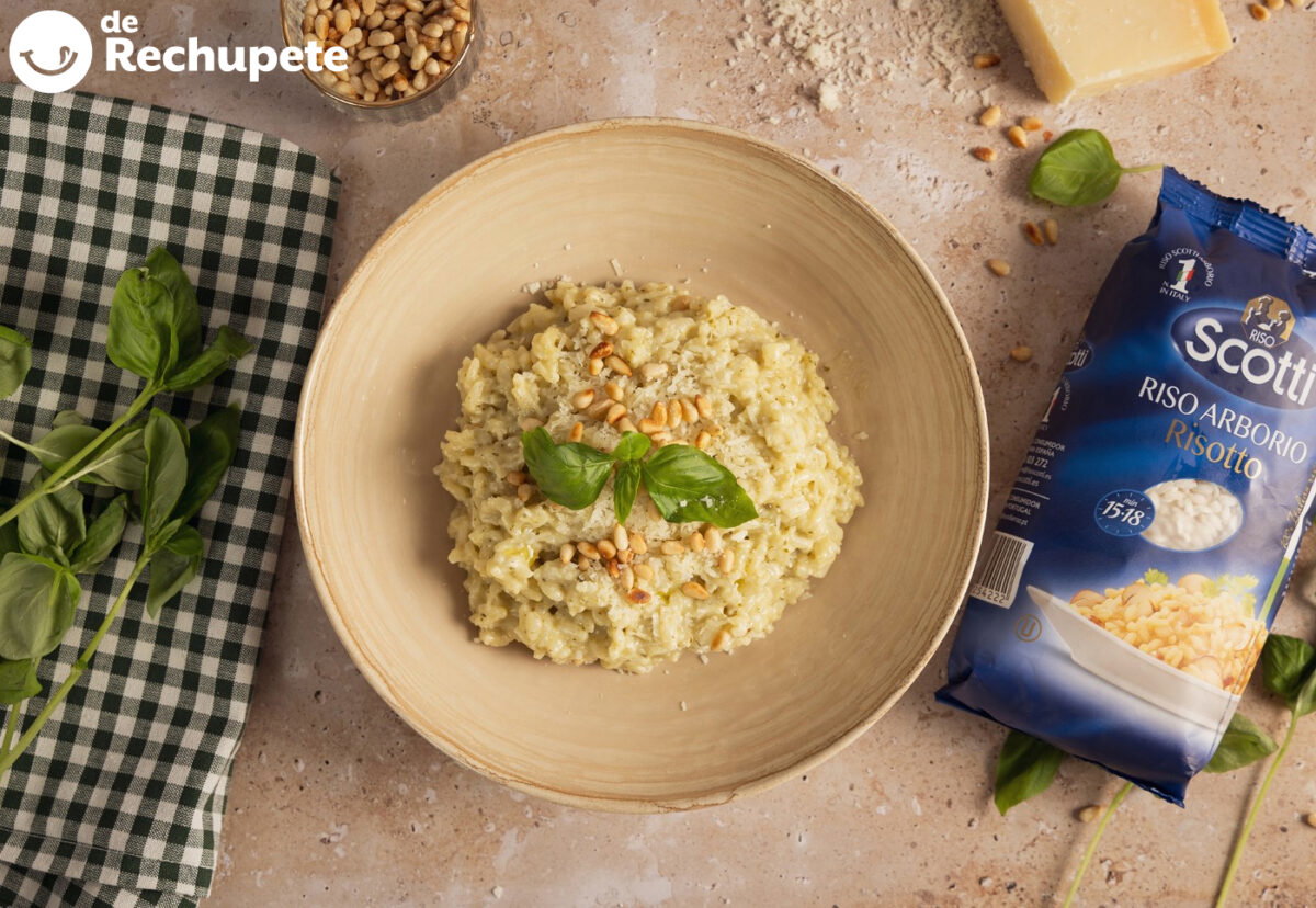 Risotto a la Genovesa. Un delicioso arroz con salsa pesto