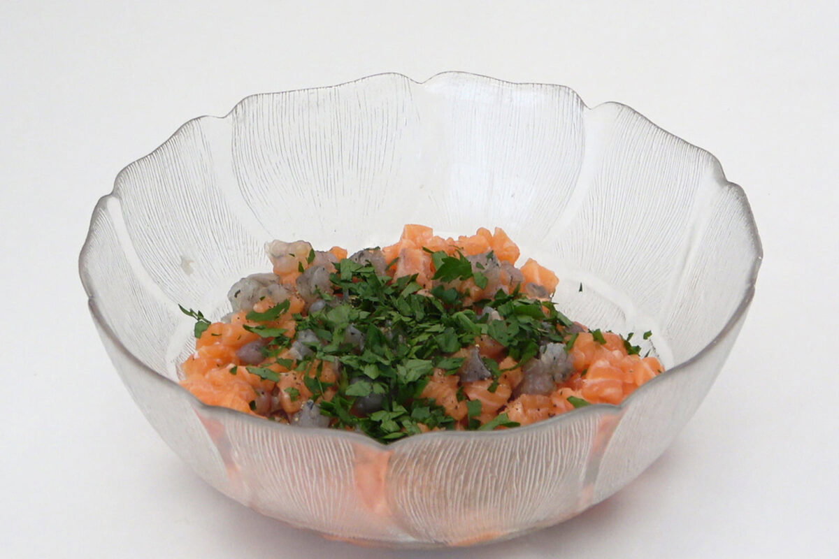 albóndigas salmón y langostinos paso 14