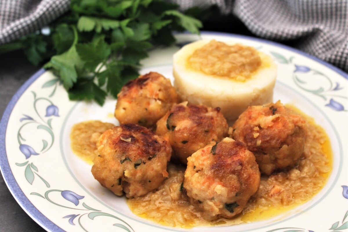 albóndigas salmón y langostinos paso 28