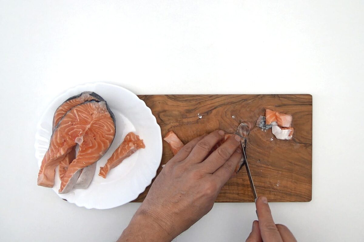 albóndigas salmón y langostinos paso 7