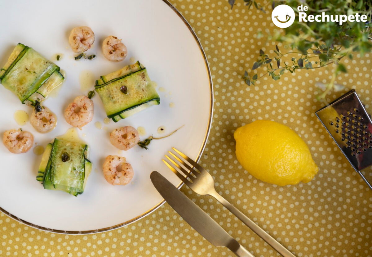 Calabacín relleno de gambas. La receta paso a paso
