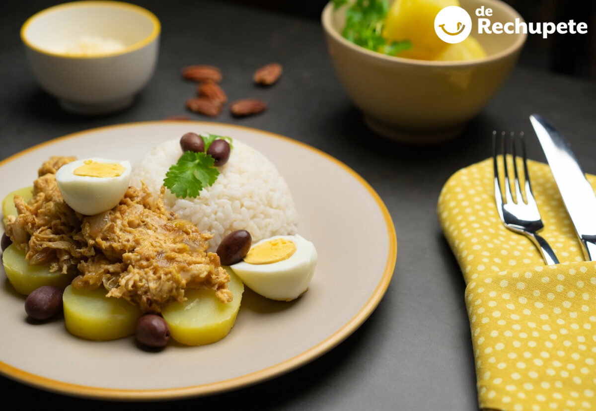 Ají de gallina. Un plato fácil de pollo y arroz