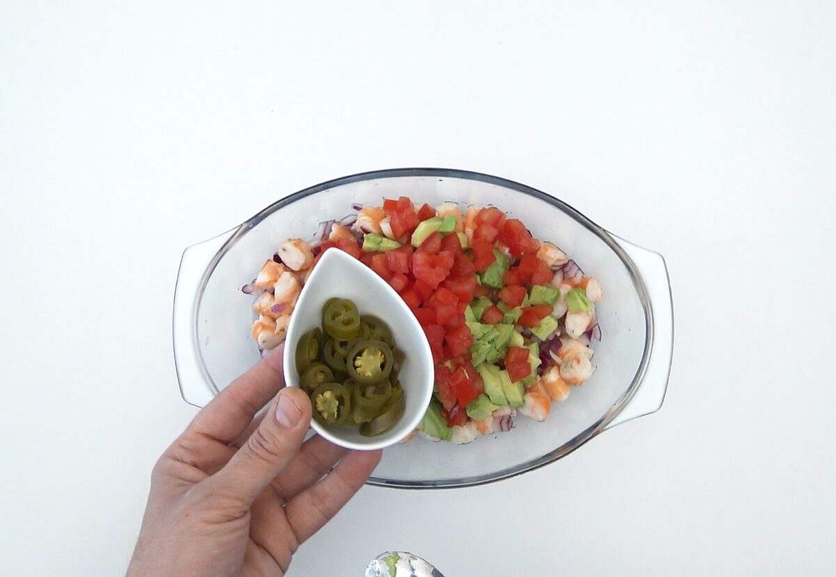 Ceviche de langostinos con aguacate paso a paso