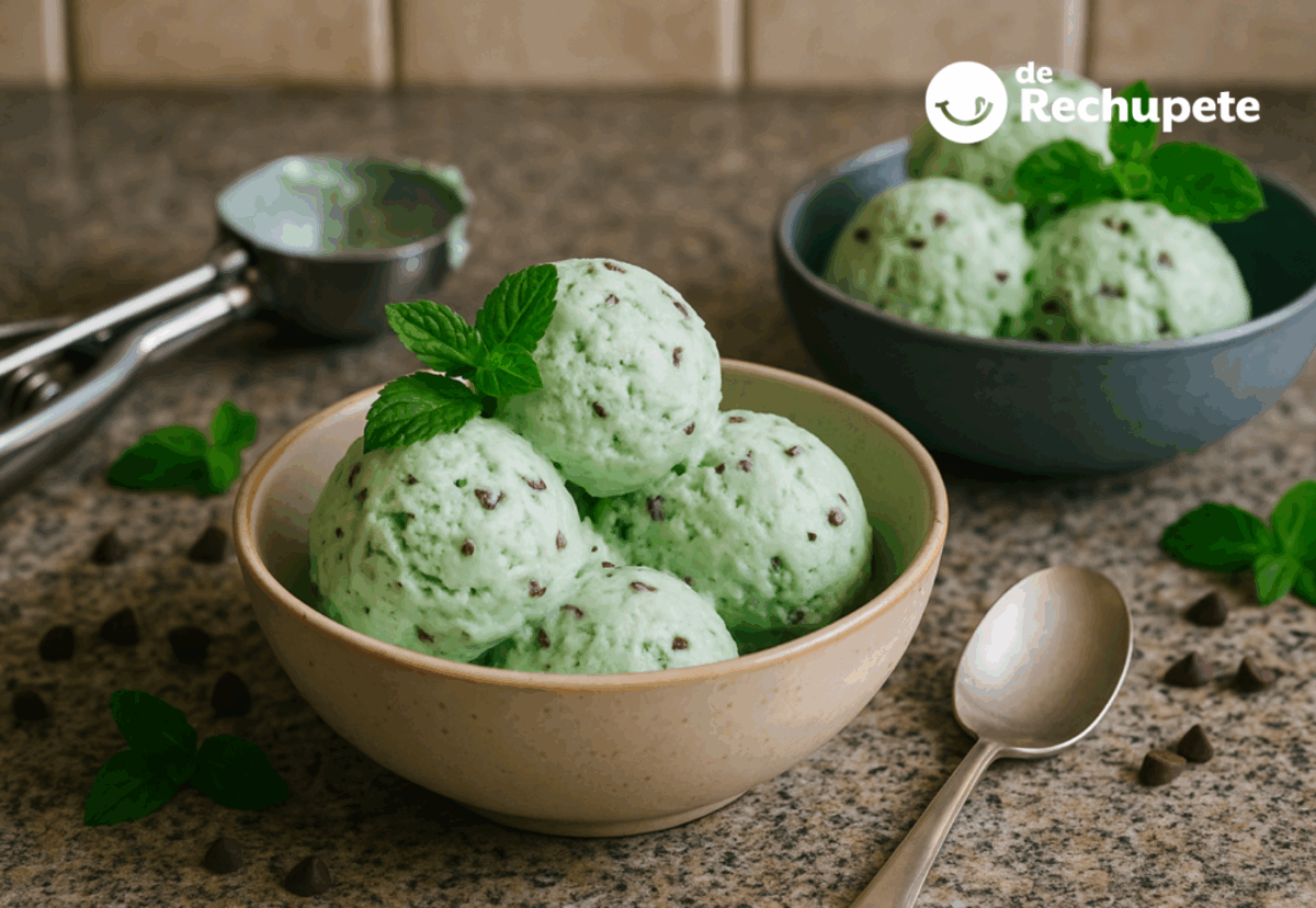 Helado de menta y chocolate