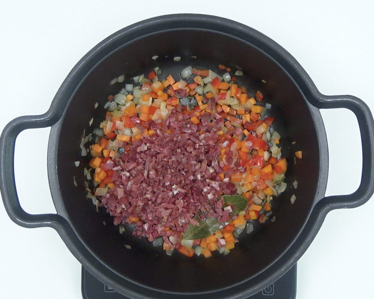 arroz con habichuelas y jamón paso 11