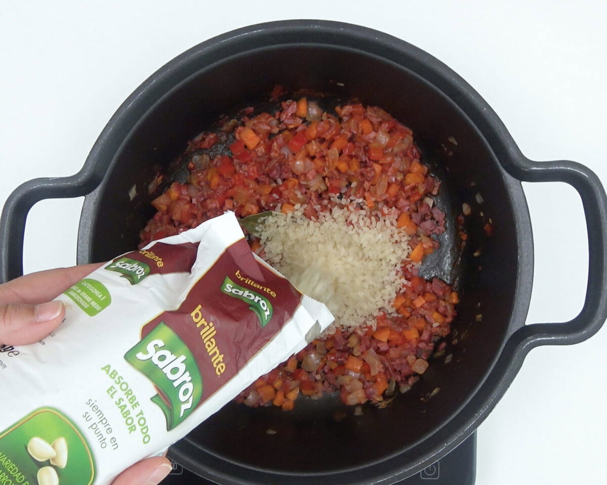 arroz con habichuelas y jamón paso 13
