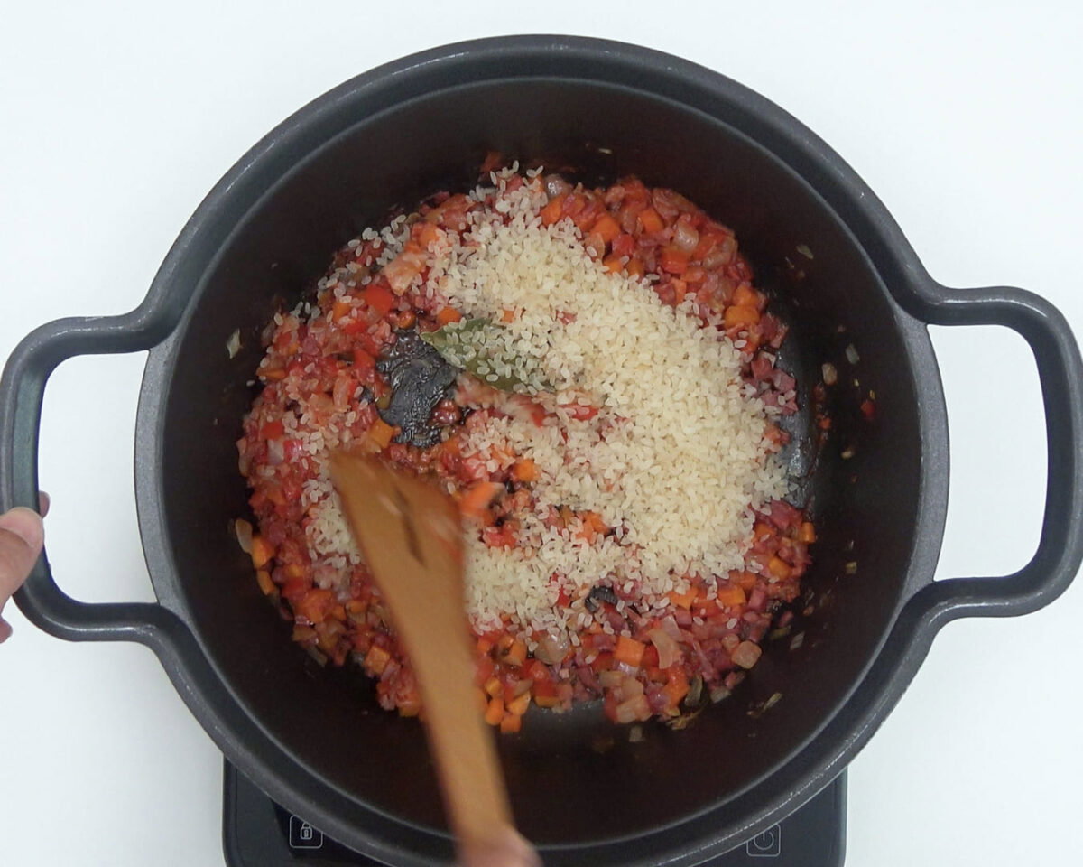 arroz con habichuelas y jamón paso 14