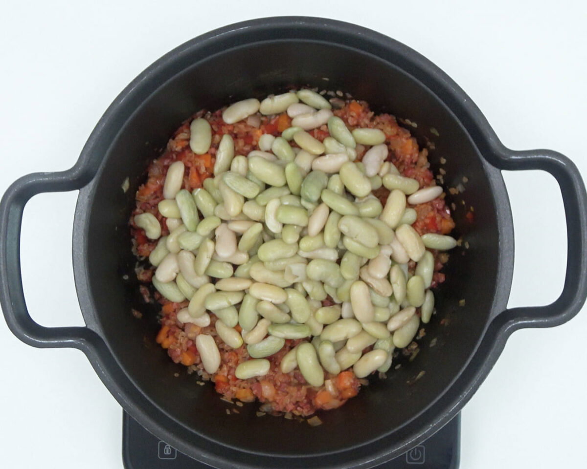 arroz con habichuelas y jamón paso 15
