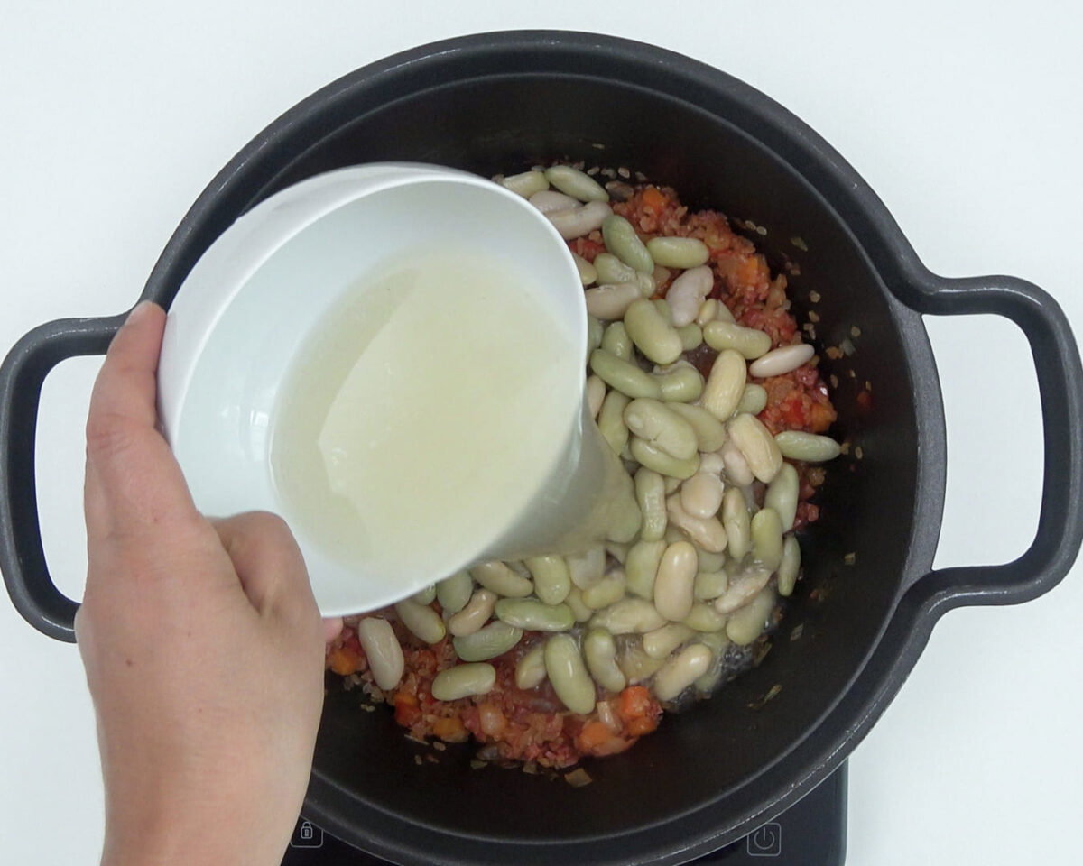 arroz con habichuelas y jamón paso 16
