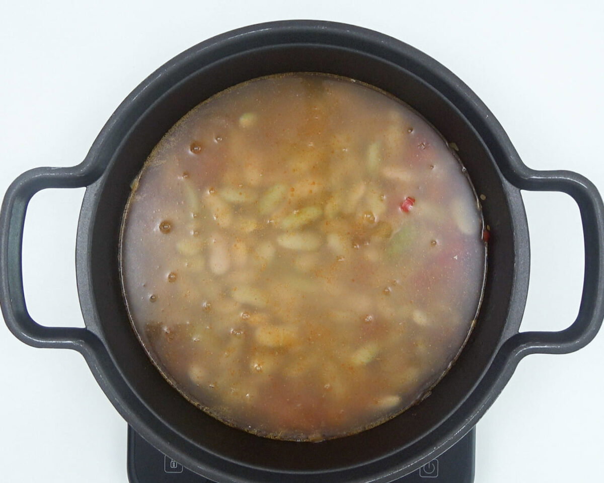 arroz con habichuelas y jamón paso 17