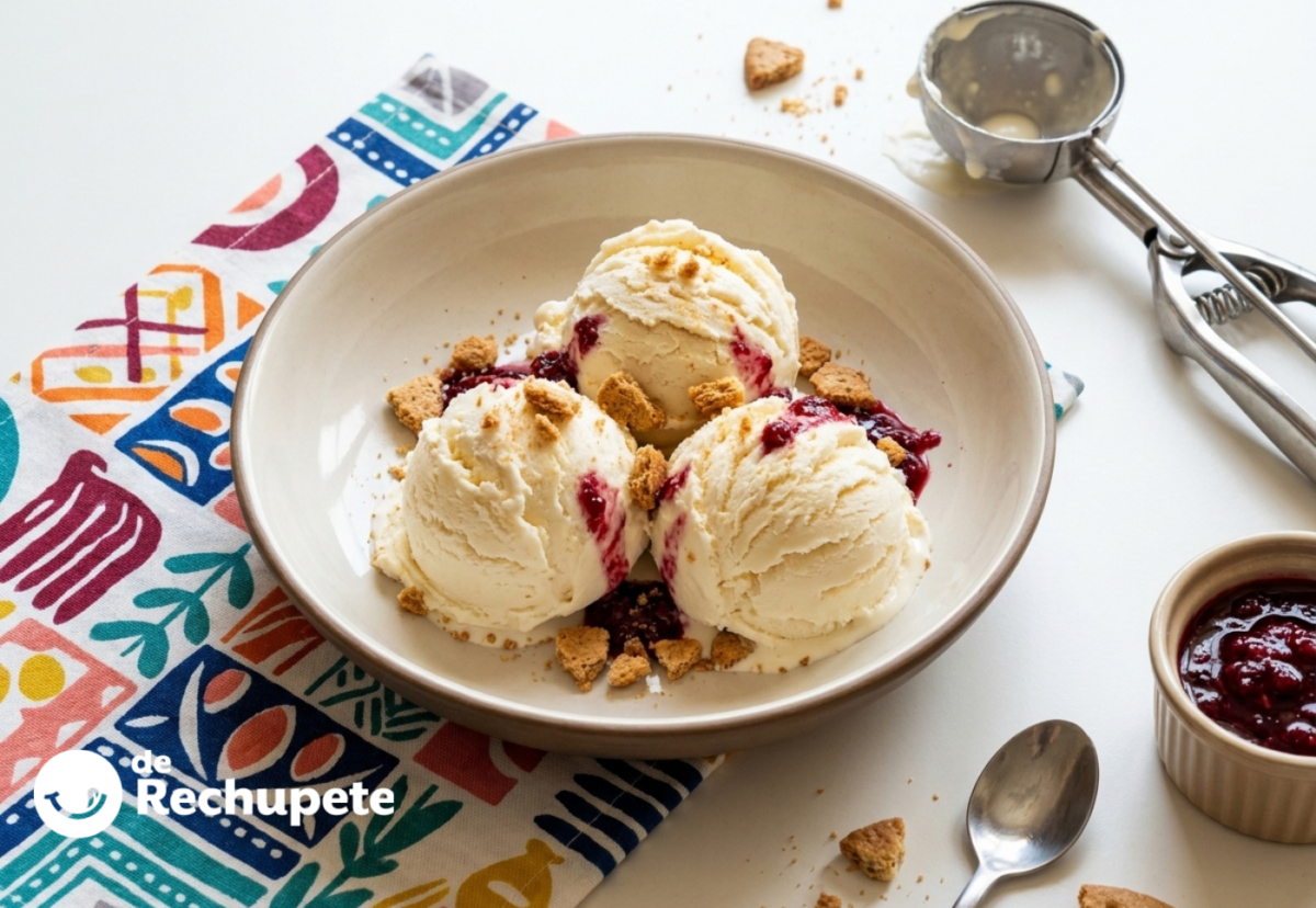 Helado de queso, cremoso y con sabor a tarta de queso