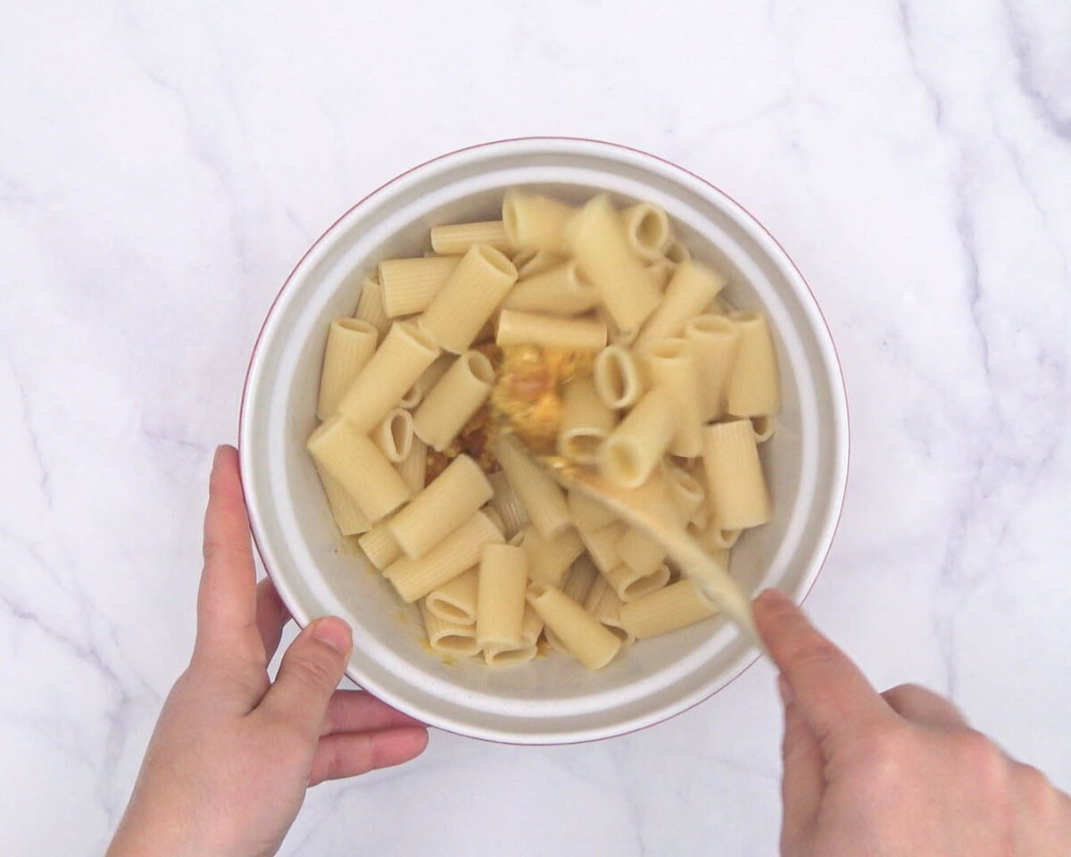 rigatoni carbonara paso 13