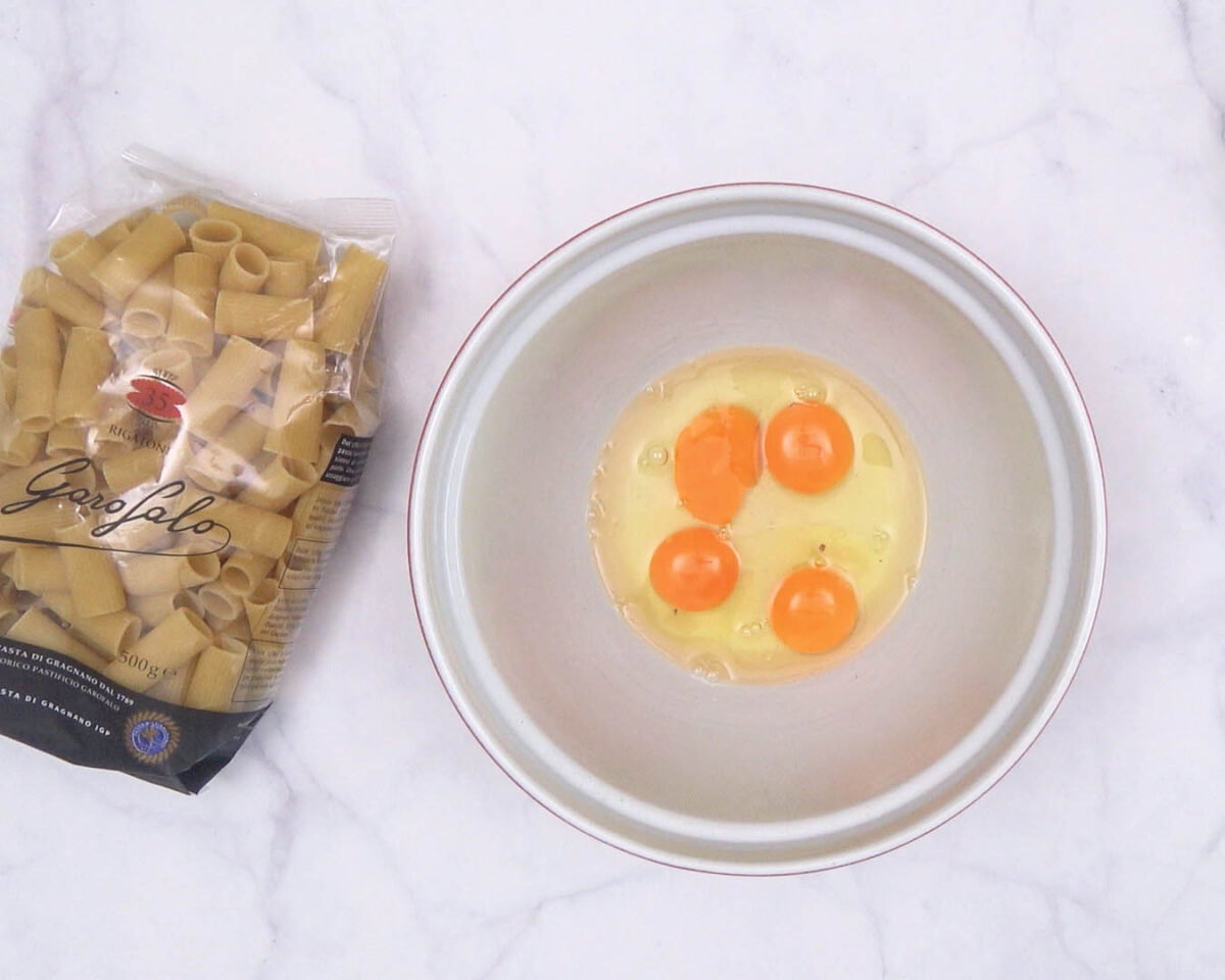 rigatoni carbonara paso 5