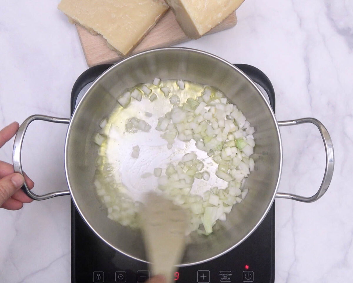 arroz cremoso con setas y queso grana padano paso 8
