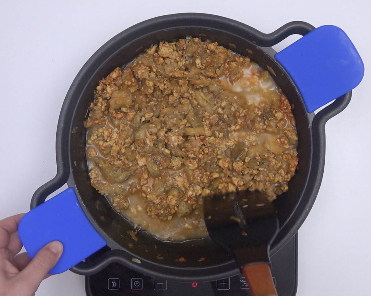berenjenas rellenas de arroz y pollo al curry paso 17