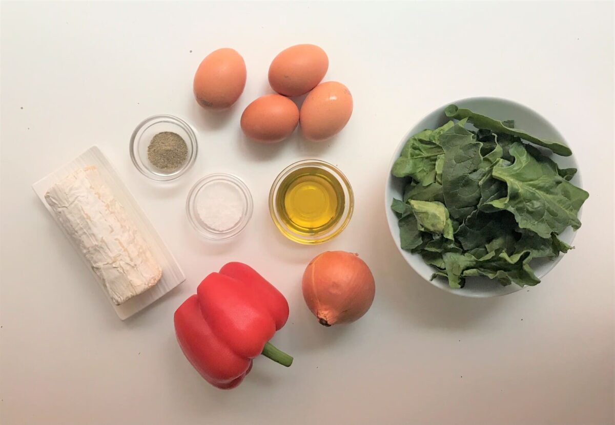 frittata de verdura y queso de cabra paso 1