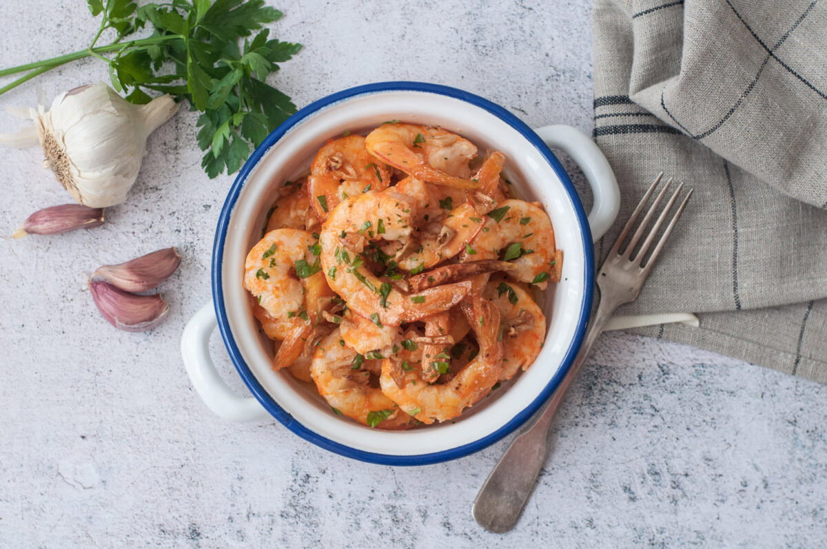 langostinos al ajillo paso 7