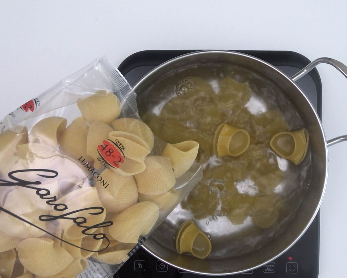 lumaconi rellenos con espinacas y ricota paso 6