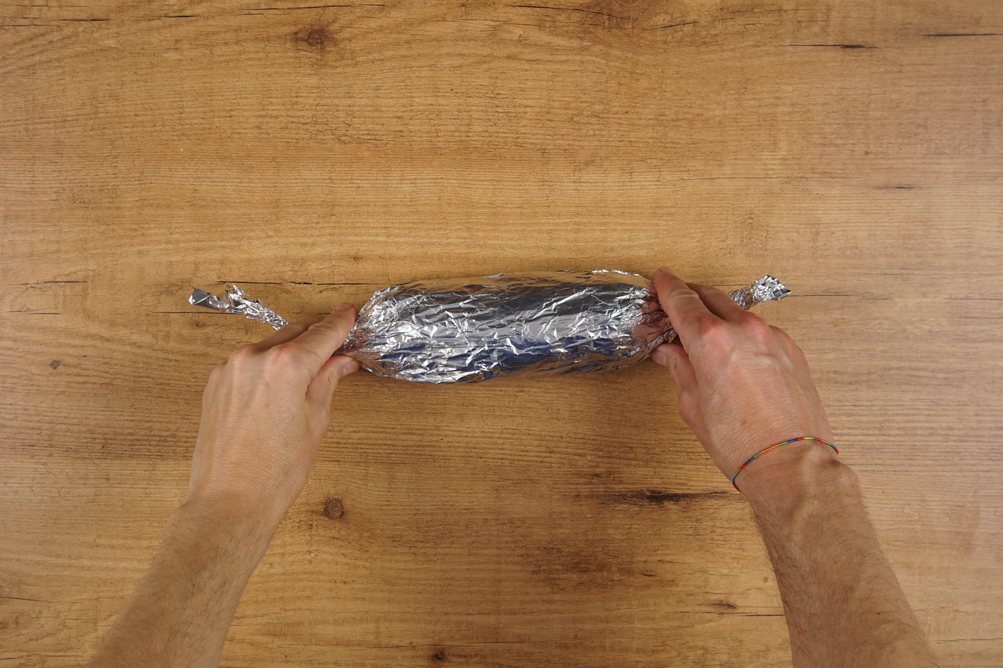 Plátano maduro relleno de jamón y queso