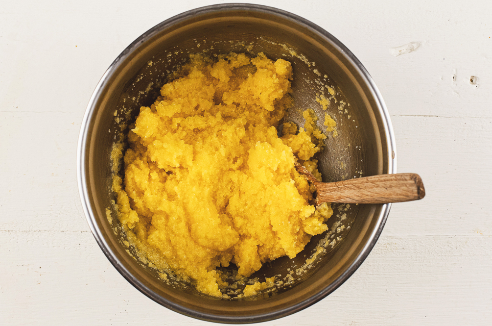 Ragú de berenjena con polenta
