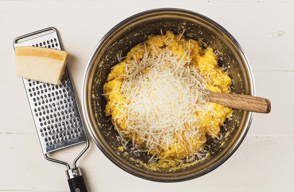 Ragú de berenjena con polenta