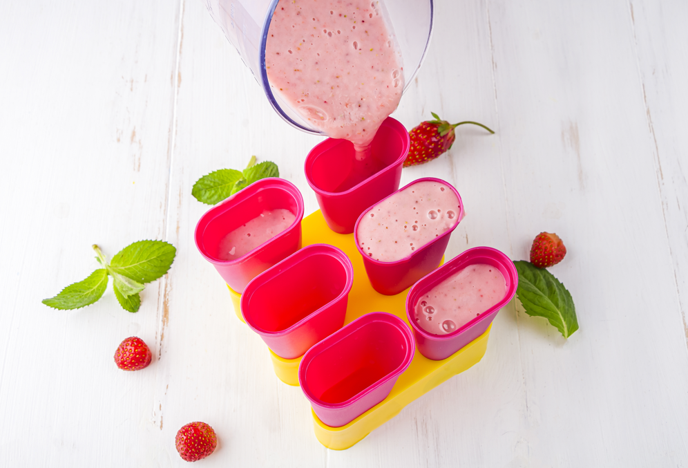 Polos de fresa y yogur